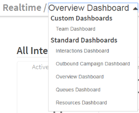 Dashboard selector in CxEngage realtime custom dashboards