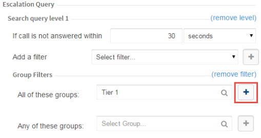 Add an "All of these groups" filter to a CxEngage escalation query