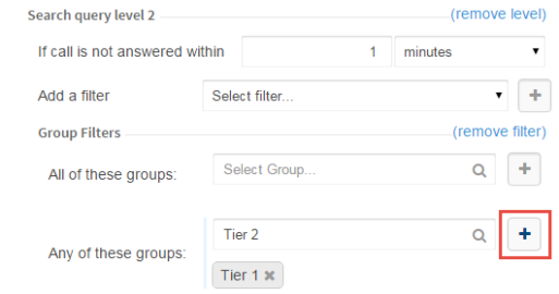 Adding a second group to an "Any of these groups" in a level 2 CxEngage escalation query