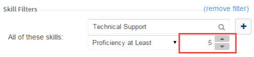 Select a skill proficiency for the skill filter in a CxEngage escalation query