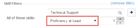 Selecting Proficiency at Least in a skill filter for a CxEngage queue query