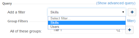 Selecting a skill filter in a CxEngage queue query