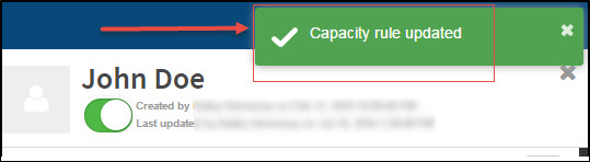Capacity Assigned Confirmation Message